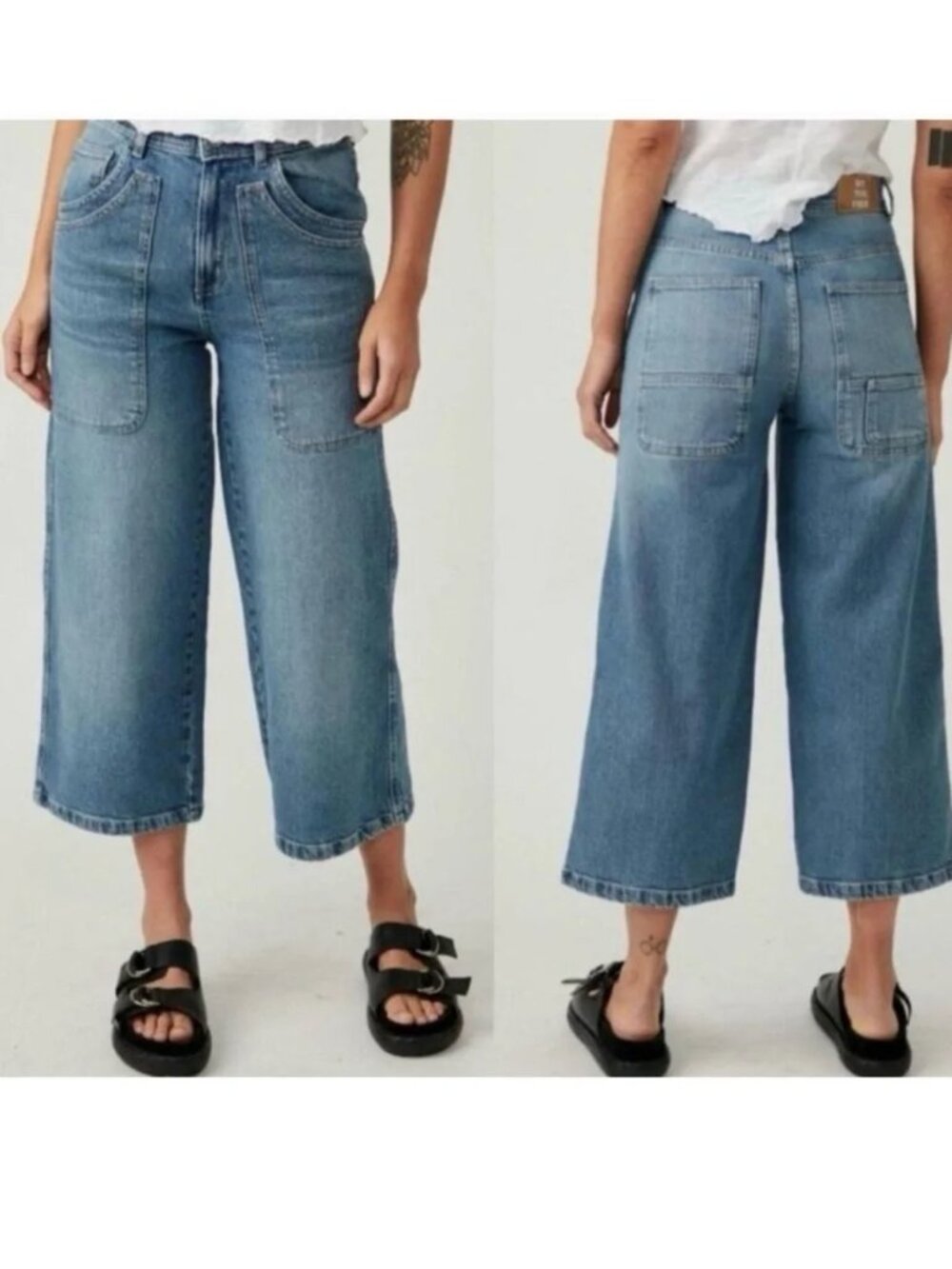 FREE PEOPLE We The Free The Piper Mid Rise Crop Wide Leg Jeans Women Size 26